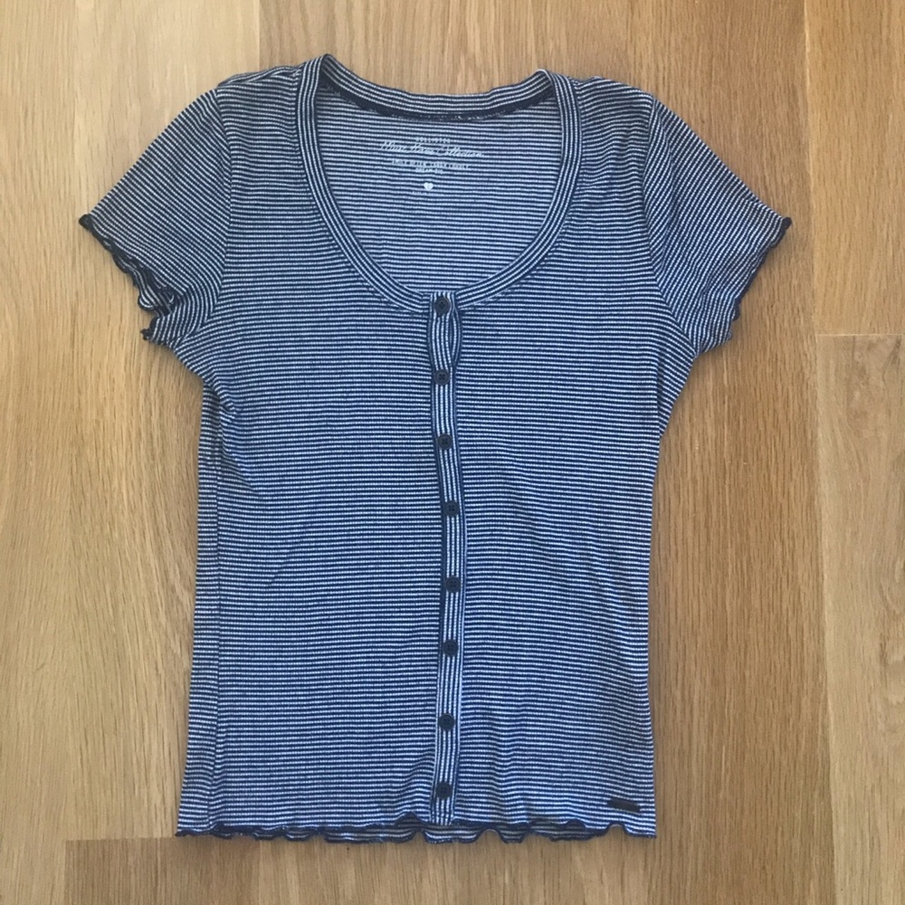 Stripe Hollister Button Top